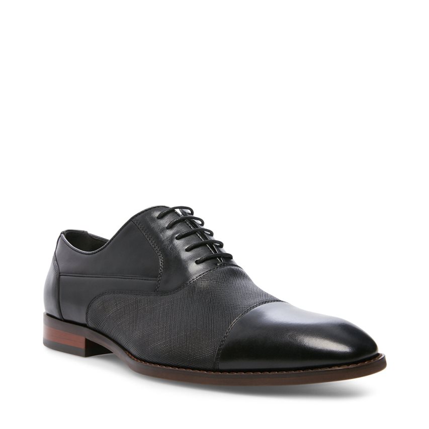 Black Steve Madden Proctor Leather Men's Derby Shoes | PH 2901OVK